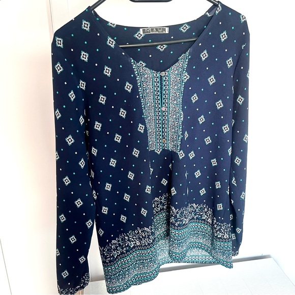 marwa Tops - Blue Bohemian style Blouse